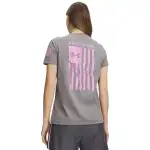 Under Armour Women's Freedom Flag Shortsleeve Castlerock Light Heather/Prime Pink Shirt 6017060-02500 - Main Image