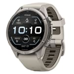 Garmin Fenix 9 Pro 43mm Titanium Smartwatch w/ Built-In Flashlight, AMOLED Display, Fog Gray-Dark Sandstone Silicone Band 010-04335-85 - Main Image