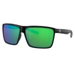 Costa Rincon Shiny Black Frame Sunglasses w/ Green Mirror 580P Lenses RIN-11-OGMP