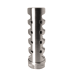 American Precision Arms Fat Maxx 4.3" Long 1.225" Diameter 11 oz 3/4x24 / .375 / Stainless Self-Timing Muzzle Brake FMX3437S - Main Image