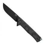 Tekto F1 Alpha Black D2 Blade Forged Carbon Handle Blue Accents Fine Edge Folding Knife F1R-CCBK-D2BK1-A2 - Main Image
