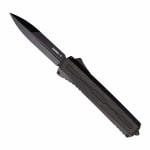 Tekto A7 Zastava Black S35VN Spear Point Blade Black Wood Handle Black Accents Fine Edge Automatic/OTF Knife A7R-T6WBK-S35BK4-A1 - Main Image