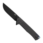 Tekto F1 Alpha Black D2 Blade Carbon Fiber Handle Blue Accents Fine Edge Folding Knife F1R-CFBK-D2BK1-A2 - Main Image