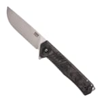 Tekto F1 Alpha Silver D2 Blade Forged Carbon Handle Silver Accents Fine Edge Folding Knife F1R-CCBK-D2SI1-A4 - Main Image
