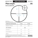 Zeiss V3 2.5-8x35mm 1-inch .25 MOA Duplex Reticle (#6) Fixed Parallax @ 150yds Capped Turrets Riflescope 522702-9806-000 - Reticle Image 2