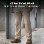 First Tactical Men's V2 Tactical Pants 2-Way Stretch Water Resistant Double-Dyed Khaki 114011-055 - Additional Image 2