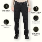 First Tactical Women's V2 Tactical Pants 2-Way Stretch Water Resistant Double-Dyed Black 124011-019 - Additional Image 3