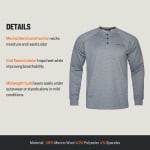 First Lite Men's ThermaGrid Merino Henley Heather Grey 2X MBTHNHG2X