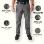 First Tactical Men's V2 Tactical Pants 2-Way Stretch Water Resistant Double-Dyed Wolf Grey 114011-036 - Additional Image 3