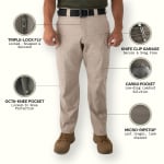 First Tactical Men's V2 Tactical Pants 2-Way Stretch Water Resistant Double-Dyed Khaki 114011-055 - Additional Image 5
