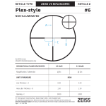 Zeiss V3 3.5-10x42mm 30mm .25 MOA Duplex Reticle (#6) Fixed Parallax @ 150yds Capped Turrets Riflescope 522712-9806-000 - Reticle Image 2