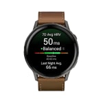 Garmin Venu 4 45mm Black w/Slate + Leather Advanced Health and Fitness Smartwatch 010-03014-03