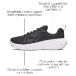 Under Armour Women's Surge 5 Running Sneakers Black/White/Castlerock 6010460-00100 - Additional Image 5