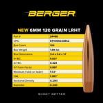 Berger Bullets 6mm 120gr LR Hybrid Target, Box of 100 24486 - Additional Image 1