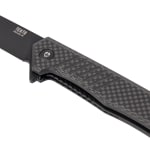 Tekto F1 Alpha Black D2 Blade Carbon Fiber Handle Blue Accents Fine Edge Folding Knife F1R-CFBK-D2BK1-A2 - Additional Image 3