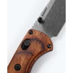 Benchmade SlipRidge Drop-Point MagnaCut Stainless Steel (60-62 HRC) Blade Dark Brown Stabilized Wood Handle Knife 15090 - Additional Image 3