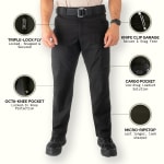 First Tactical Men's V2 Tactical Pants 2-Way Stretch Water Resistant Double-Dyed Black 114011-019 - Additional Image 3