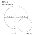 March FX Tactical 4.5-28x52mm FMA-3 Reticle 1/4 MOA FFP Illuminated Riflescope w/Shuriken Dial Lock D28HV52WFIMAX - Reticle Image 1
