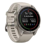 Garmin Fenix 9 43mm Titanium-Color Smartwatch w/ Built-In Flashlight, AMOLED Display, Fog Gray Silicone Band 010-04761-00 - Additional Image 2