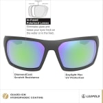 Leupold Packout Matte Black, Emerald Mirror Lens Performance Eyewear 179095