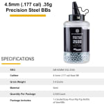Sig Sauer 4.5mm .35g Precision Steel BB 2500ct Airgun Pellets AIR-45MM-35G-2500 - Additional Image 1