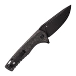Tekto F3 Charlie Black D2 Blade Forged Carbon Handle Black Accents Drop Lock Fine Edge Folding Knife F3R-CCBK-D2BK1-A1 - Additional Image 1