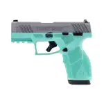 Taurus GX2 TORO 9mm 3.38'' Bbl Fixed Front Adj Rear Sights Striker SAO Poly Grip MIL-STD-1913 Rail Cyan/Stainless Pistol w/(1) 13rd Mag 1-GX2P939C - Additional Image 1