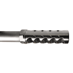 American Precision Arms Fat Maxx 4.3" Long 1.225" Diameter 11 oz 3/4x24 / .375 / Stainless Self-Timing Muzzle Brake FMX3437S - Additional Image 2