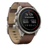 Garmin Fenix 9 Pro 47mm Titanium Smartwatch w/inReach Premium,AMOLED Display, Walnut Leather Band & Pebble Gray-Silver Gray Silicone Band 010-04336-40 - Additional Image 2