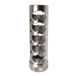 American Precision Arms Fat Maxx 4.3" Long 1.225" Diameter 11 oz 3/4x24 / .375 / Stainless Self-Timing Muzzle Brake FMX3437S - Additional Image 1