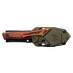 Benchmade Trackpoint Fixed Blade Drop-Point Dark Brown Wood Stabilized Wood Knife and Rust Orange Cerakote Hook 15650-KIT