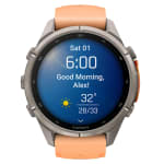 Garmin Fenix 9 Pro 43mm Titanium Smartwatch w/ Built-In Flashlight, AMOLED Display, Shell Pink-Autumn Orange Silicone Band 010-04335-05 - Additional Image 8