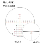 March FX Tactical 4.5-28x52mm FML-PDKI Reticle 0.1MIL FFP Illuminated Riflescope w/Shuriken Dial Lock D28HV52WFIMLX-FML-PDKI - Reticle Image 1