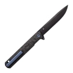 Tekto F2 Bravo Black D2 Blade Forged Carbon Handle Blue Titanium Accents Fine Edge Folding Knife F2R-CCBK-D2BK1-A2 - Additional Image 1