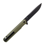 Tekto F2 Bravo Black D2 Blade OD Green G10 Handle Black Titanium Accents Fine Edge Folding Knife F2R-G1OD-D2BK1-A1 - Additional Image 1