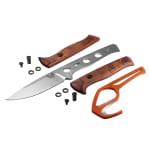 Benchmade Trackpoint Fixed Blade Drop-Point Dark Brown Wood Stabilized Wood Knife and Rust Orange Cerakote Hook 15650-KIT - Additional Image 4