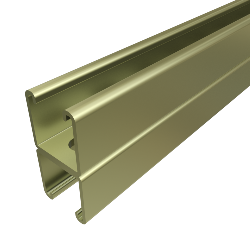 Rendered image of an anodised aluminum channel with slots, on white ...