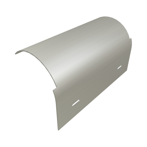 Curved metallic cover with a brushed steel texture and two visible ...