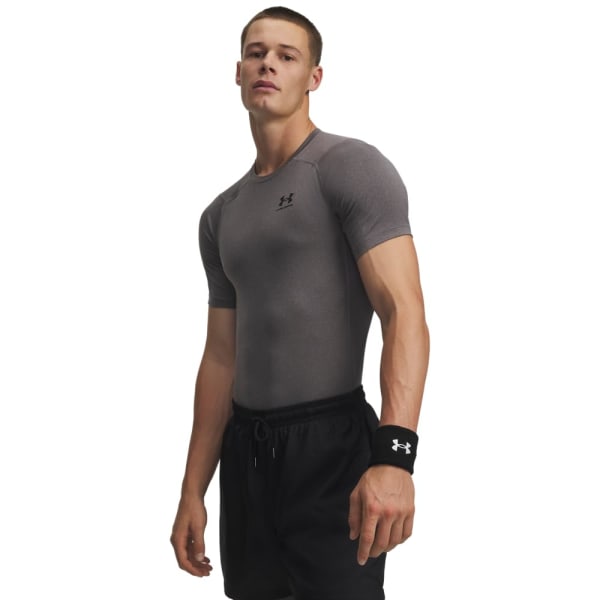 Under Armour Men's Heatgear Shortsleeve Carbon Heather/Black Compression Shirt 1361518-09000