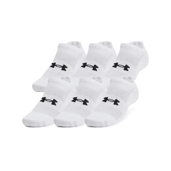 Under Armour Adult Unisex TC White/Black No-Show Socks 1386317-10000