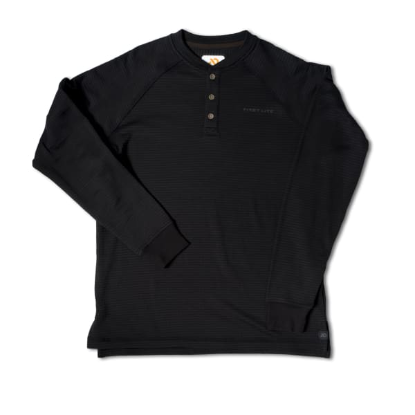 First Lite Men's ThermaGrid Merino Henley Black MBTHNBK