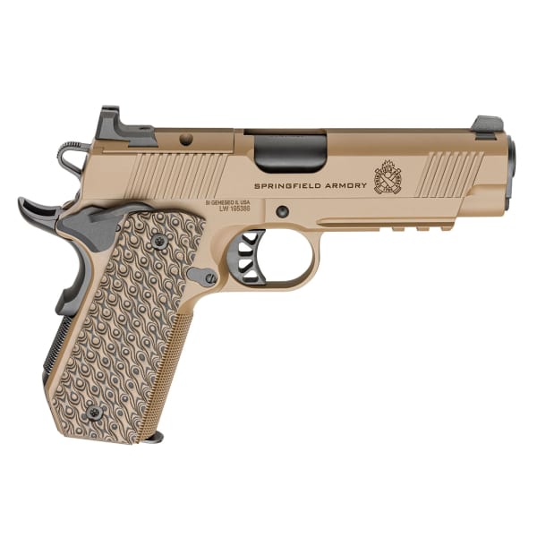 Springfield Armory 1911 Tactical Response 9mm 4.25"Bbl CC Cut Coyote Brown Handgun w/AOS Plate, U-Notch Trit Sights,Rail, 3x9rd Mags PC9127LRCB-CCAOS
