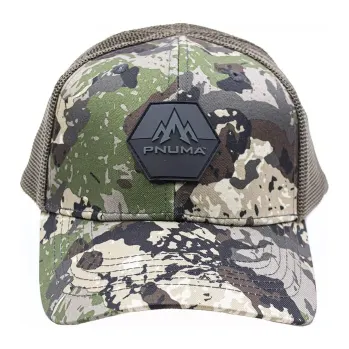 Pnuma Outdoors Lifestyle Mesh Trucker Cap, Center Patch, Caza Camo P608C