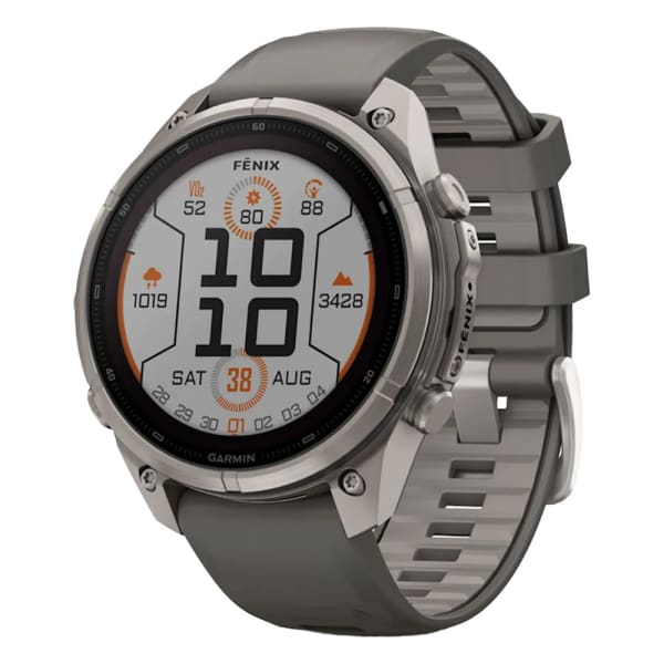 Garmin Fenix 9 Pro 51mm Titanium Smartwatch w/ Solar Display, Pebble Gray-Silver Gray Silicone Band 010-04339-05