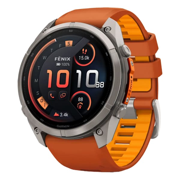 Garmin Fenix 9 Pro 51mm Titanium Smartwatch w/ inReach, AMOLED Display, Autumn Orange-Spark Orange Silicone Band 010-04337-00