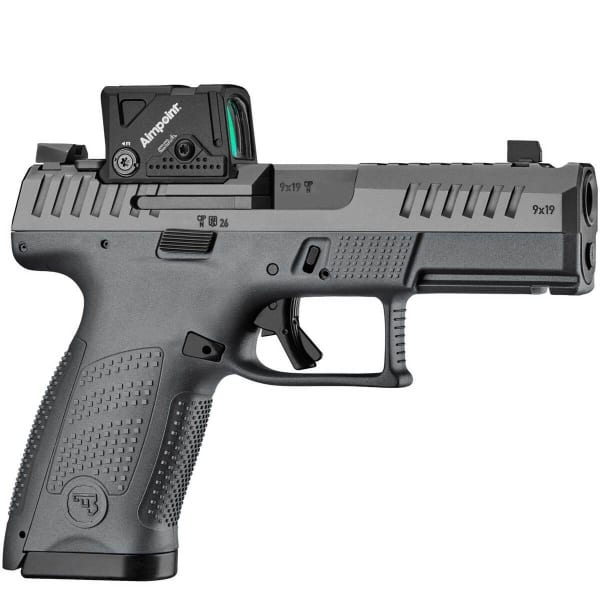 CZ-USA P-10 C Ported COA Elite 9mm 4" Bbl Black Pistol w/ Ported Slide, Aimpoint COA Optic, Mag Well, Nitride Slide, 1 x 15rd/17rd/19rd Mags 91583