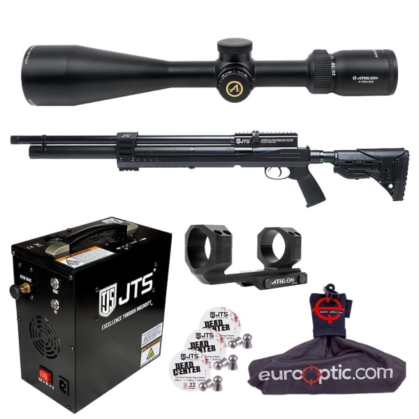 JTS Airacuda PRS MAX .22 Air Rifle w/ 1.430g Pellets, Athlon Argos HMR 4-20x50mm Scope &amp; Mount, AutoStop Compressor, Spudz Cleaning Cloth JAGPRSM22B-K
