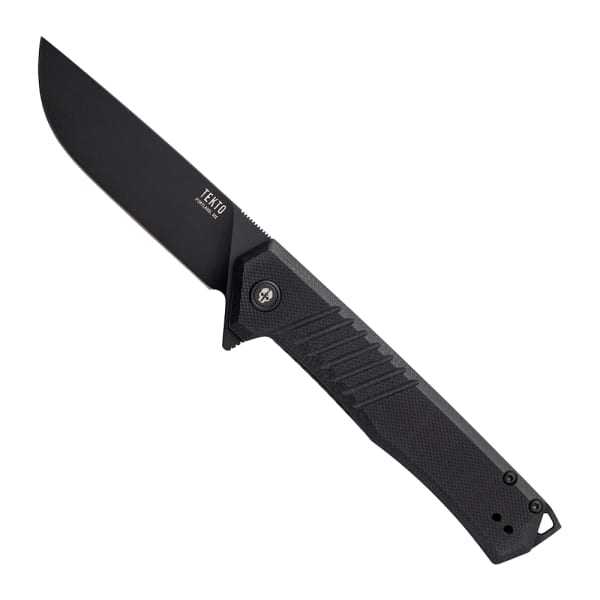 Tekto F1 Alpha Black D2 Blade Black G10 Handle Black Accents Fine Edge Folding Knife F1R-G1BK-D2BK1-A1