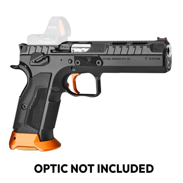 CZ-USA TS 3 Orange 9mm 5.2" Bbl Optics-Ready Steel Frame SAO Pistol w/ (1)x20rd Magazine &amp; Manual Safety 91233