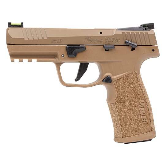 Sig Sauer P322 Coyote 22LR 4" Bbl SAO Adjustable Fiber Optic Sights Polymer Grip Pistol w/(2) 20rd Poly Mag 322C-CAS